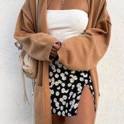 Levency Pocket Knitting Long Coat