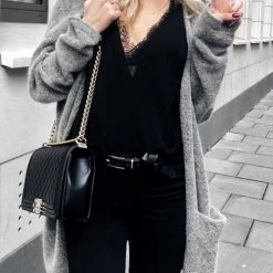 Levency Pocket Knitting Long Coat