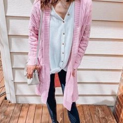 Levency Twist Knit Pockets Cardigan New In