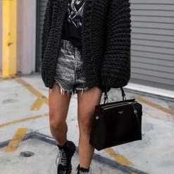 Levency New In Puff Sleeve Loose Cardigan