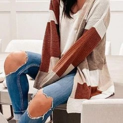 Levency New In Geometry Color Block Cardigan