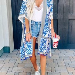 Levency Print Pompom Cardigam New In