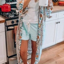Levency New In Floral Print Loose Summer Kimono