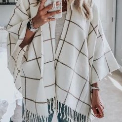 Levency Plaid Tassels Shawl