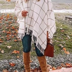 Levency Plaid Tassels Shawl