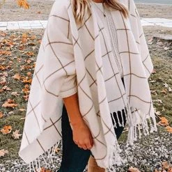 Levency Plaid Tassels Shawl