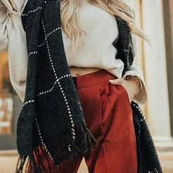 Levency Plaid Tassels Shawl