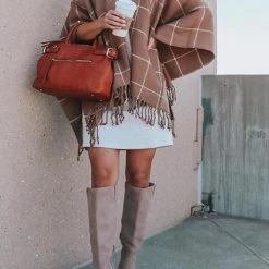 Levency Plaid Tassels Shawl