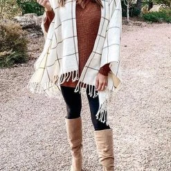Levency Plaid Tassels Shawl