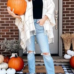 Levency Plaid Tassels Shawl