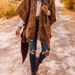 Levency Plaid Tassels Shawl