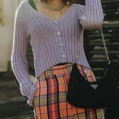 Levency Button Long Sleeve Crop Cardigan New In