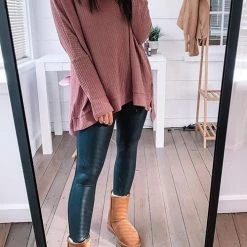 Levency Cowl Neck Slit Sweater