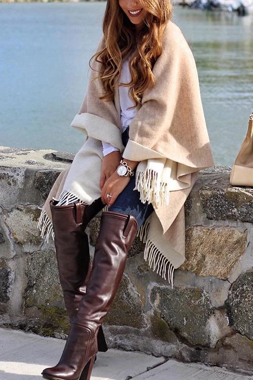 Levency New In Tassles Color Block Shawl 3 Levency New In Tassles Color Block Shawl