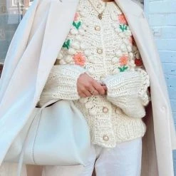 Levency Floral Pearl Button Cardigan