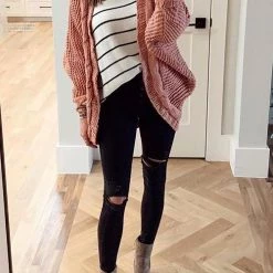 Levency New In Knit Pockets Bat Cardigan