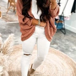 Levency New In Knit Pockets Bat Cardigan