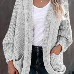 Levency New In Knit Pockets Bat Cardigan