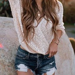 Levency Cross Backless Loose Sweater New In