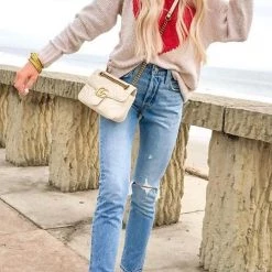 Levency New In Red Heart O Neck Sweater