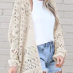Levency New In Crochet Knit Loose Cardigan