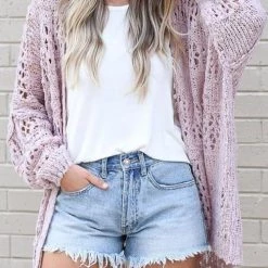 Levency New In Crochet Knit Loose Cardigan