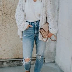 Levency New In Crochet Knit Loose Cardigan