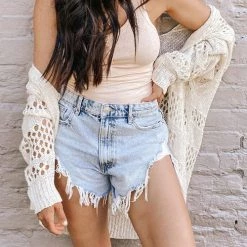 Levency New In Crochet Knit Loose Cardigan