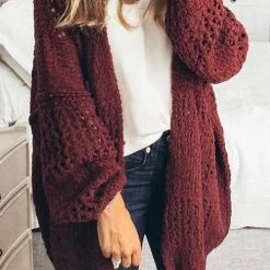 Levency New In Crochet Knit Loose Cardigan
