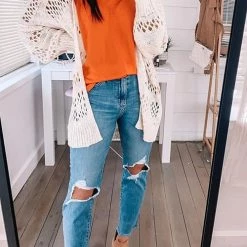 Levency New In Crochet Knit Loose Cardigan