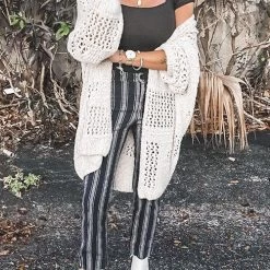 Levency New In Crochet Knit Loose Cardigan