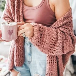 Levency New In Crochet Knit Loose Cardigan