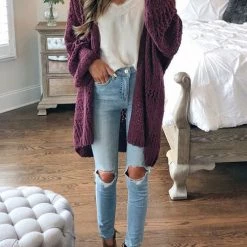 Levency New In Crochet Knit Loose Cardigan