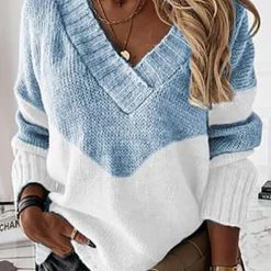 Levency Color Block V Neck Swater