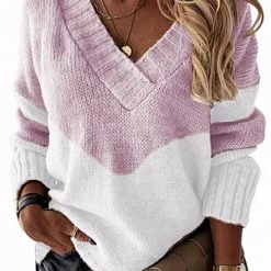 Levency Color Block V Neck Swater