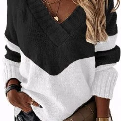 Levency Color Block V Neck Swater