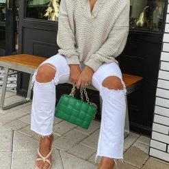 Levency Lapel V Neck Sweater New In