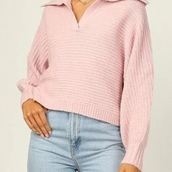 Levency Lapel V Neck Sweater New In