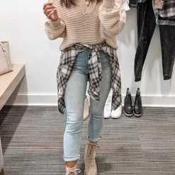 Levency Lapel V Neck Sweater New In