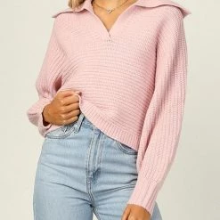 Levency Lapel V Neck Sweater New In