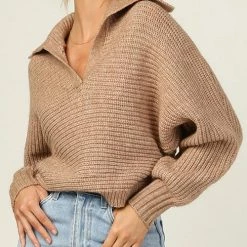 Levency Lapel V Neck Sweater New In