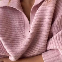 Levency Lapel V Neck Sweater New In