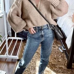 Levency Lapel V Neck Sweater New In