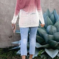 Levency New In Ombre V Neck Loose Sweater