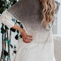 Levency New In Ombre V Neck Loose Sweater