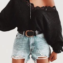 Levency Lace Splicing Hollow Out Swater