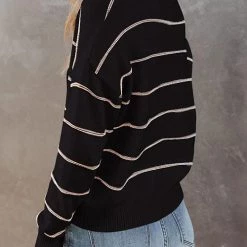Levency Stripe O Neck Sweater