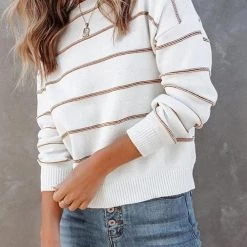 Levency Stripe O Neck Sweater