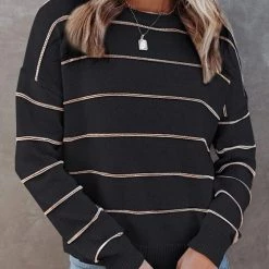 Levency Stripe O Neck Sweater