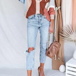 Levency New In Color Block Button Cardigan